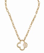 Pave Clover Oval Chain Necklace