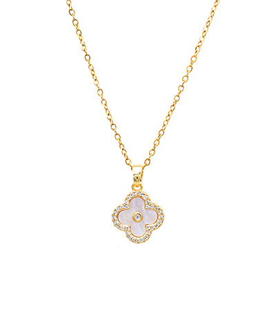 Mother of Pearl Dangling Clover Necklace