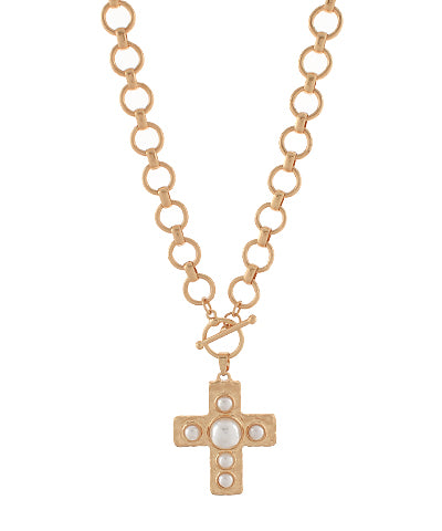 Cross & Linked Chain Necklace