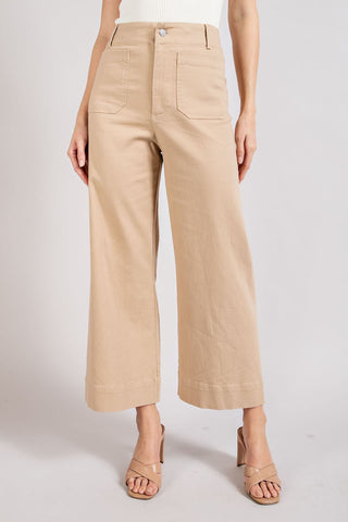 Taupe Soft Washed Wide Leg Pants