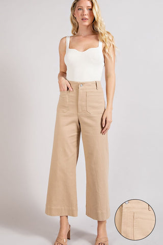 Taupe Soft Washed Wide Leg Pants