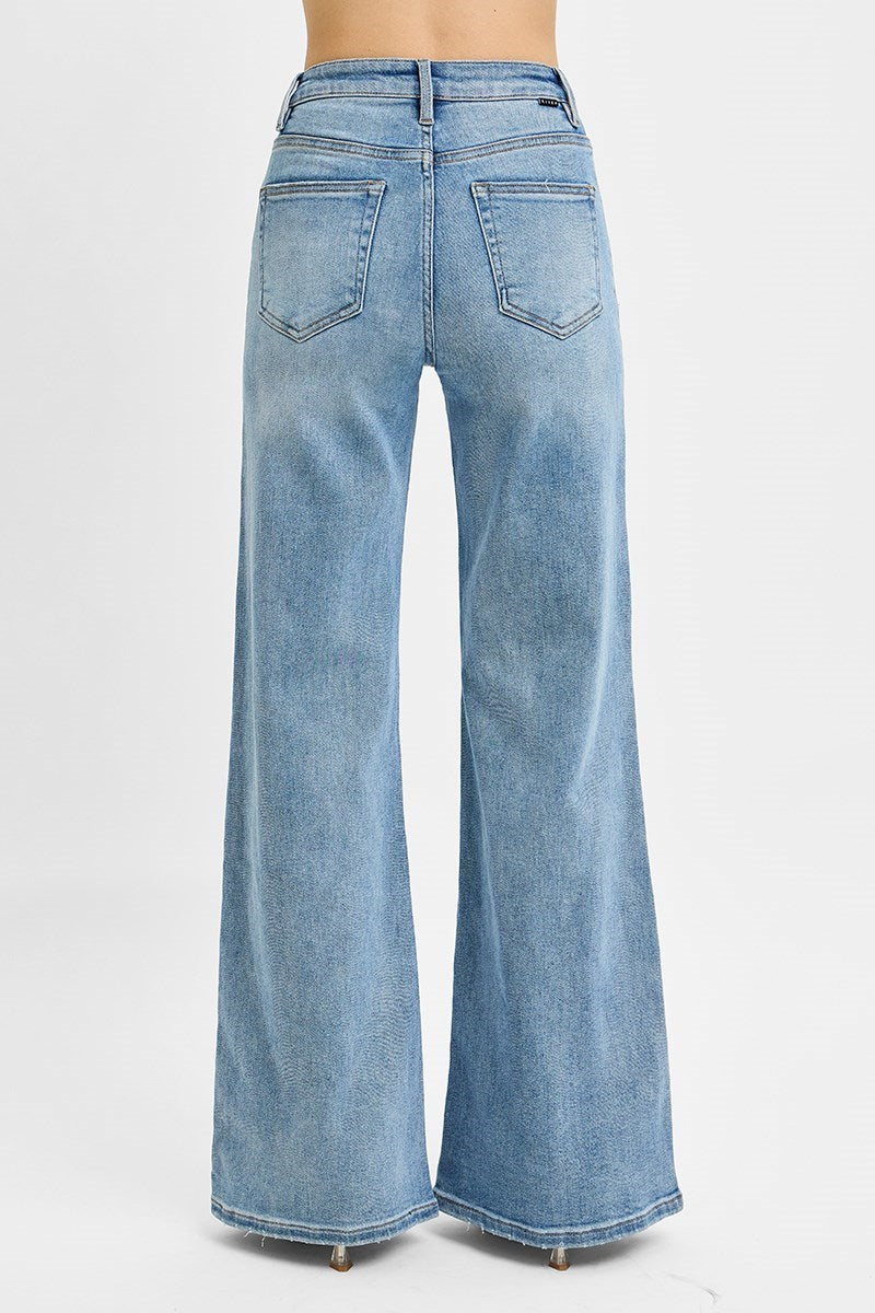 Risen - High Rise Wide Front Yoke Detailed Jeans