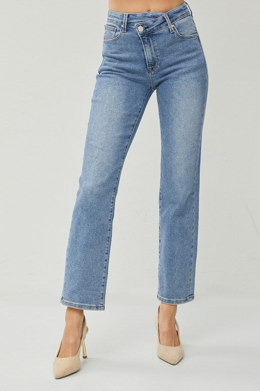 Risen - High Rise Crossover Straight Jeans