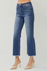 Risen - High Rise Straight Dark Wash Cropped Jeans