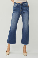 Risen - High Rise Straight Dark Wash Cropped Jeans