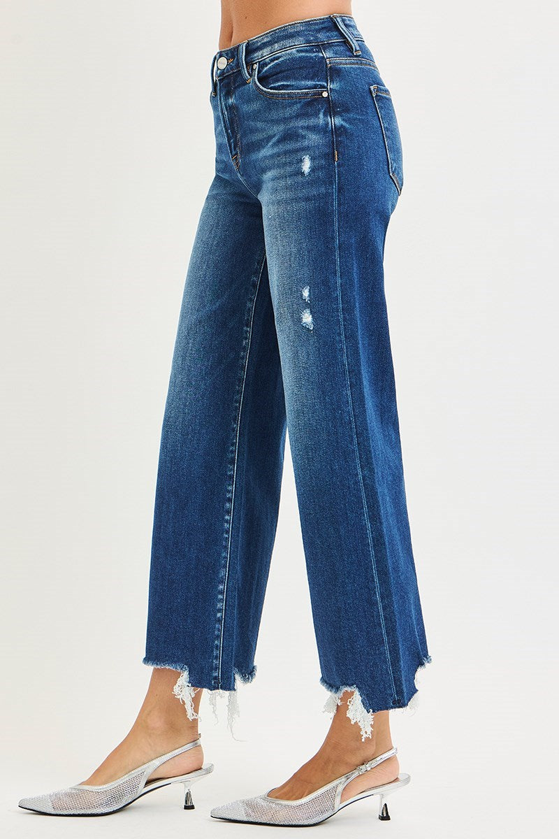 Risen - High Rise Crop Wide Leg Jeans