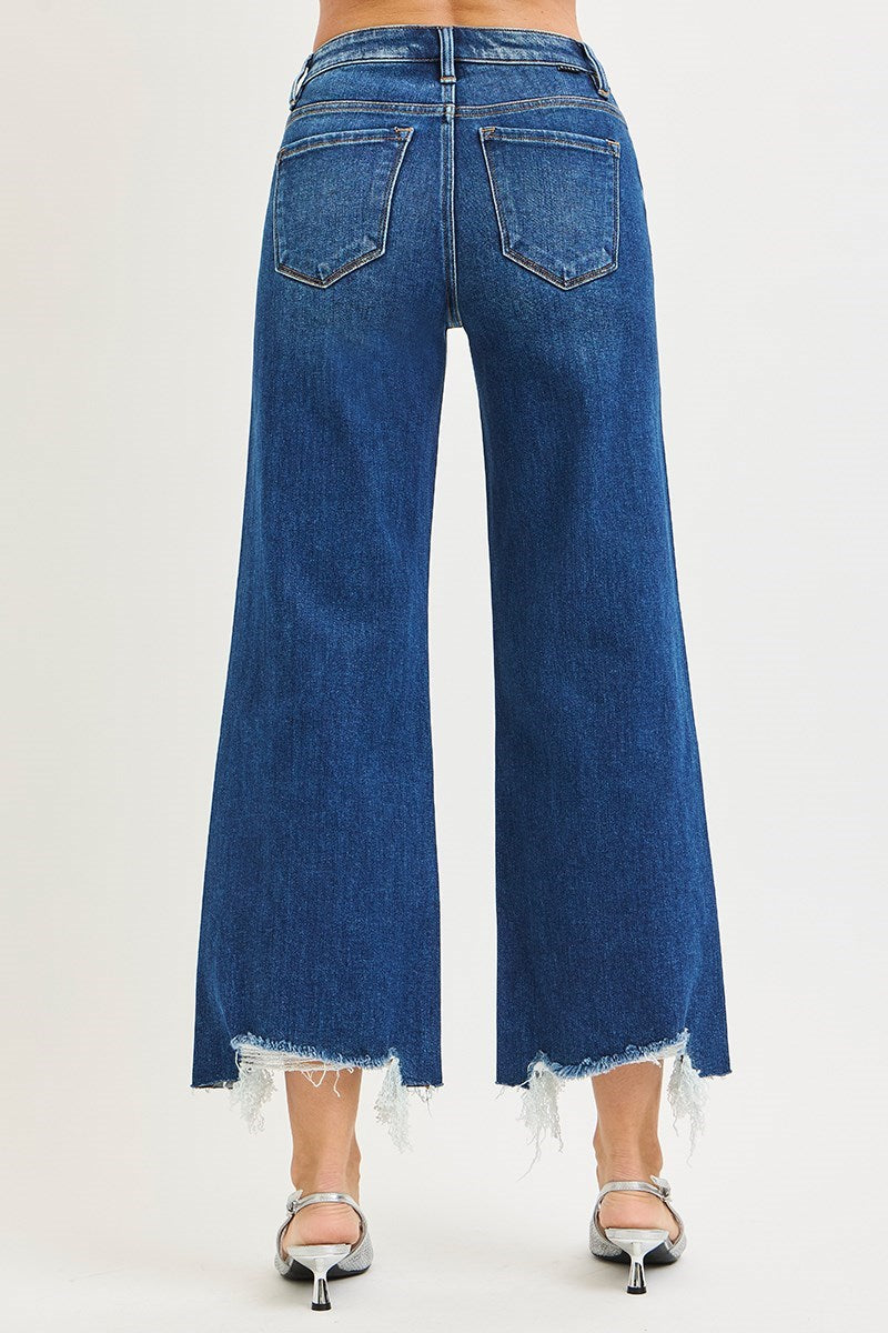 Risen - High Rise Crop Wide Leg Jeans