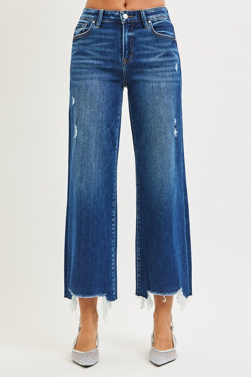 Risen - High Rise Crop Wide Leg Jeans
