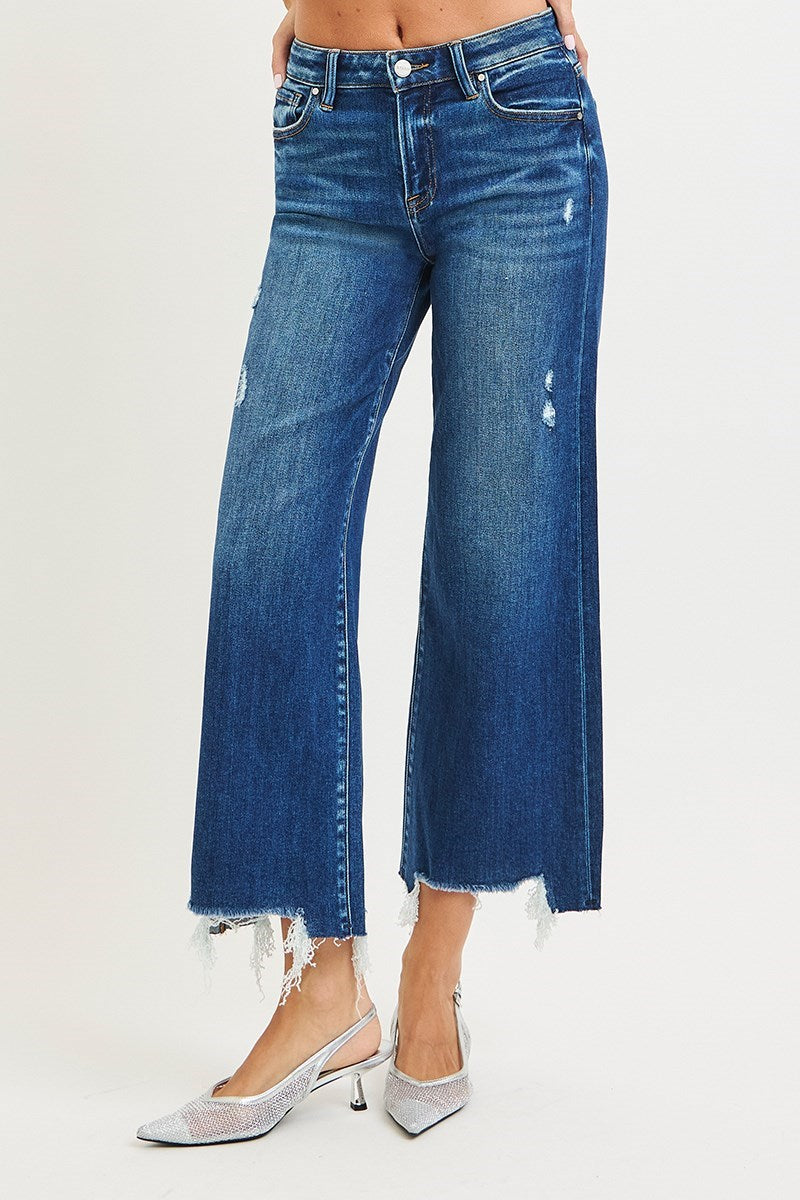 Risen - High Rise Crop Wide Leg Jeans