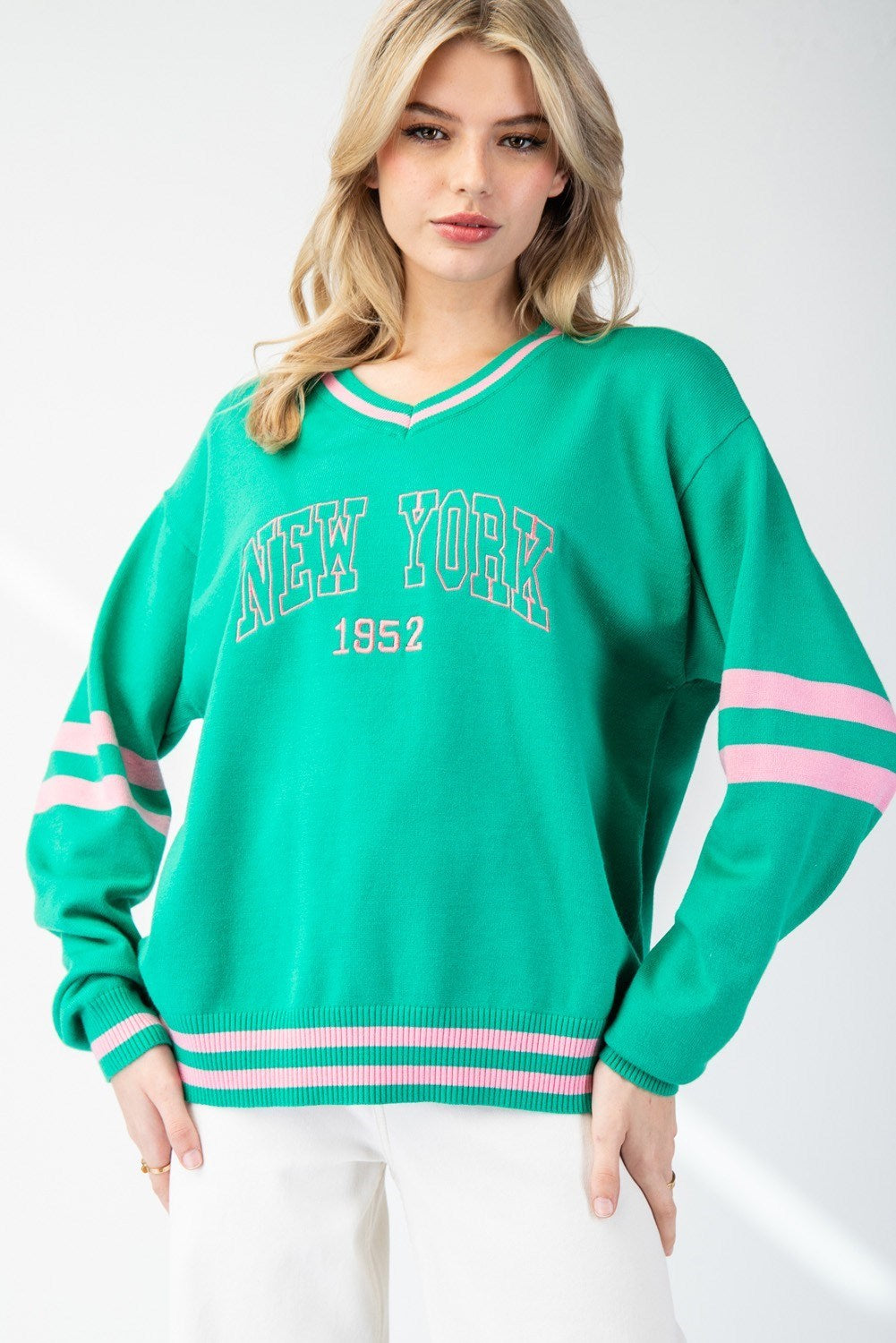 New York Varsity V-Neck Pullover