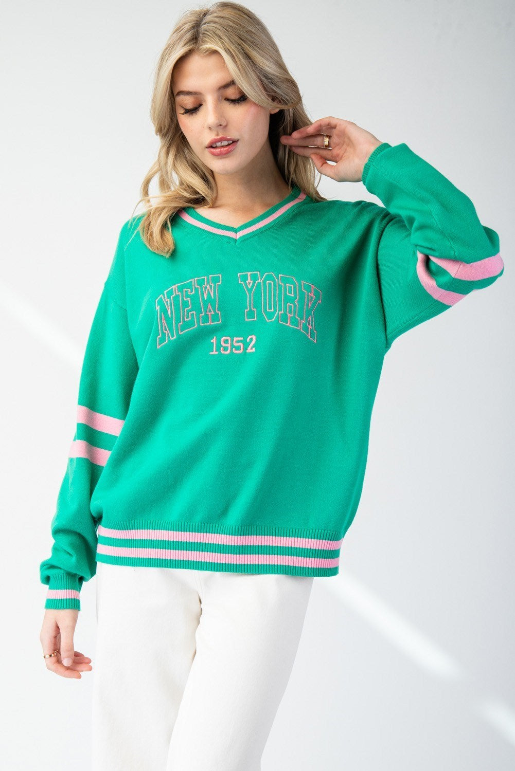 New York Varsity V-Neck Pullover