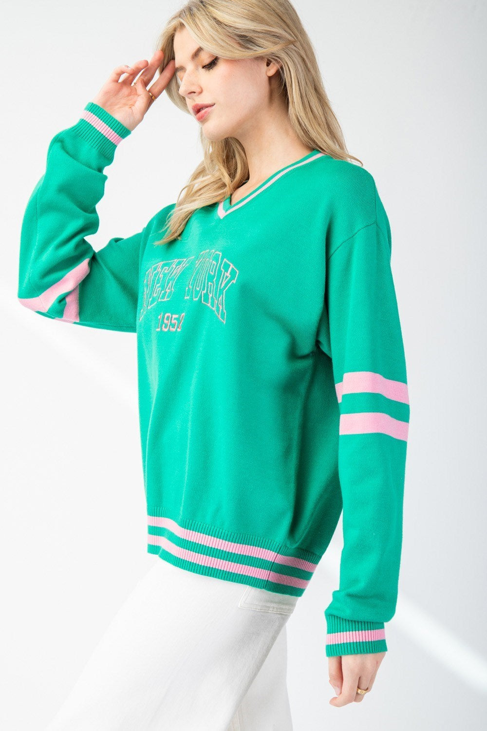 New York Varsity V-Neck Pullover