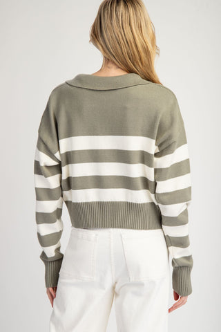 Striped Cropped Sweater Top