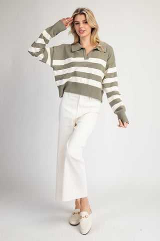 Striped Cropped Sweater Top