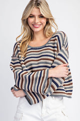 Striped Crochet Knit Sweater