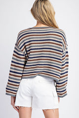 Striped Crochet Knit Sweater