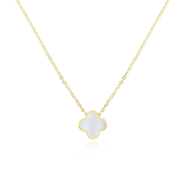 Small Mother of Pearl Single Clover Necklace