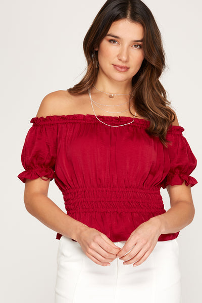 Off The Shoulder Satin Top