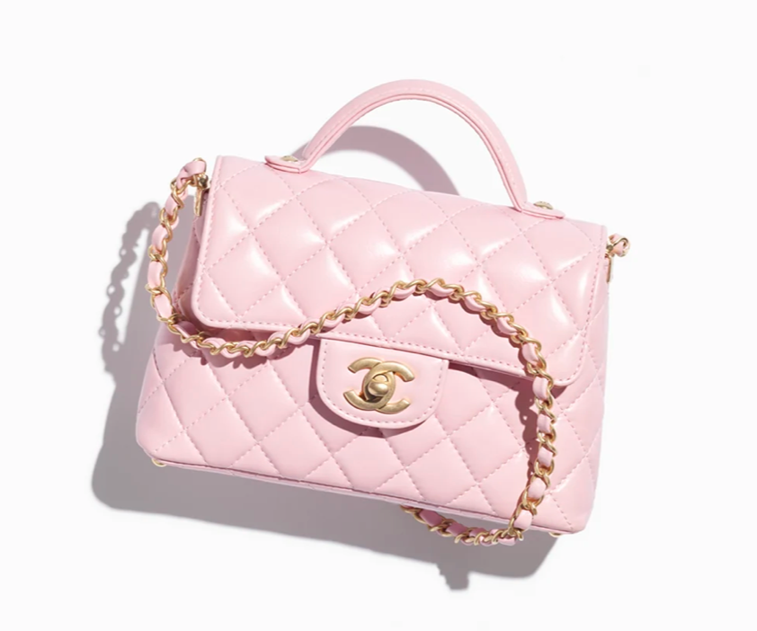 Designer-Inspired Small Flap Top Handle Pink Handbag