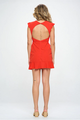 Open Back Fluter Sleeve Mini Dress