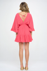 Surplice Front Textured Dress