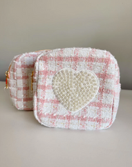 Pink Plaid Mini - White Heart Bag