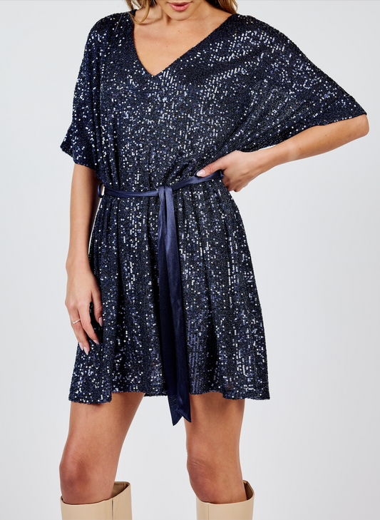 Sky High V-Neck Sequin Dress