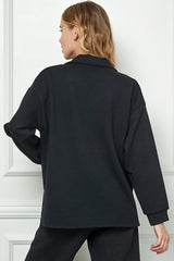 Long Sleeve Textured Collared Top