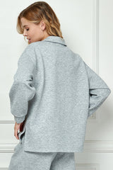 Long Sleeve Textured Collared Top