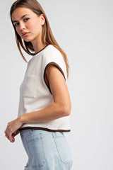 Two Tone Short Sleeve Top