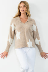 Star Pattern Collared Sweater