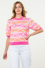 Chain Print Short Sleeve Sweater