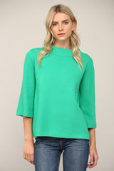 Mock Neck Bell Sleeve Pull Over Sweater