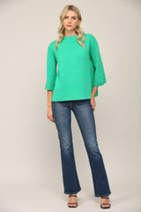 Mock Neck Bell Sleeve Pull Over Sweater