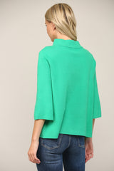 Mock Neck Bell Sleeve Pull Over Sweater