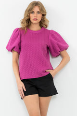 Puff Sleeve Textured Top