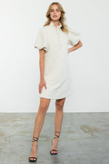 Puff Sleeve Textured  Everyday Dress