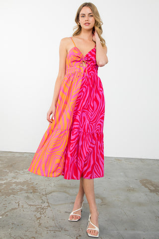 Simply Classic Colorblock Zebra Print Dress