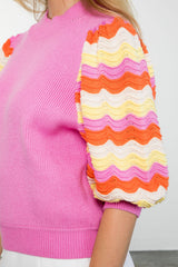 Rib Knit Mid Sleeve Sweater