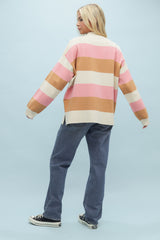 Striped 1/2 Zip Pullover Sweater