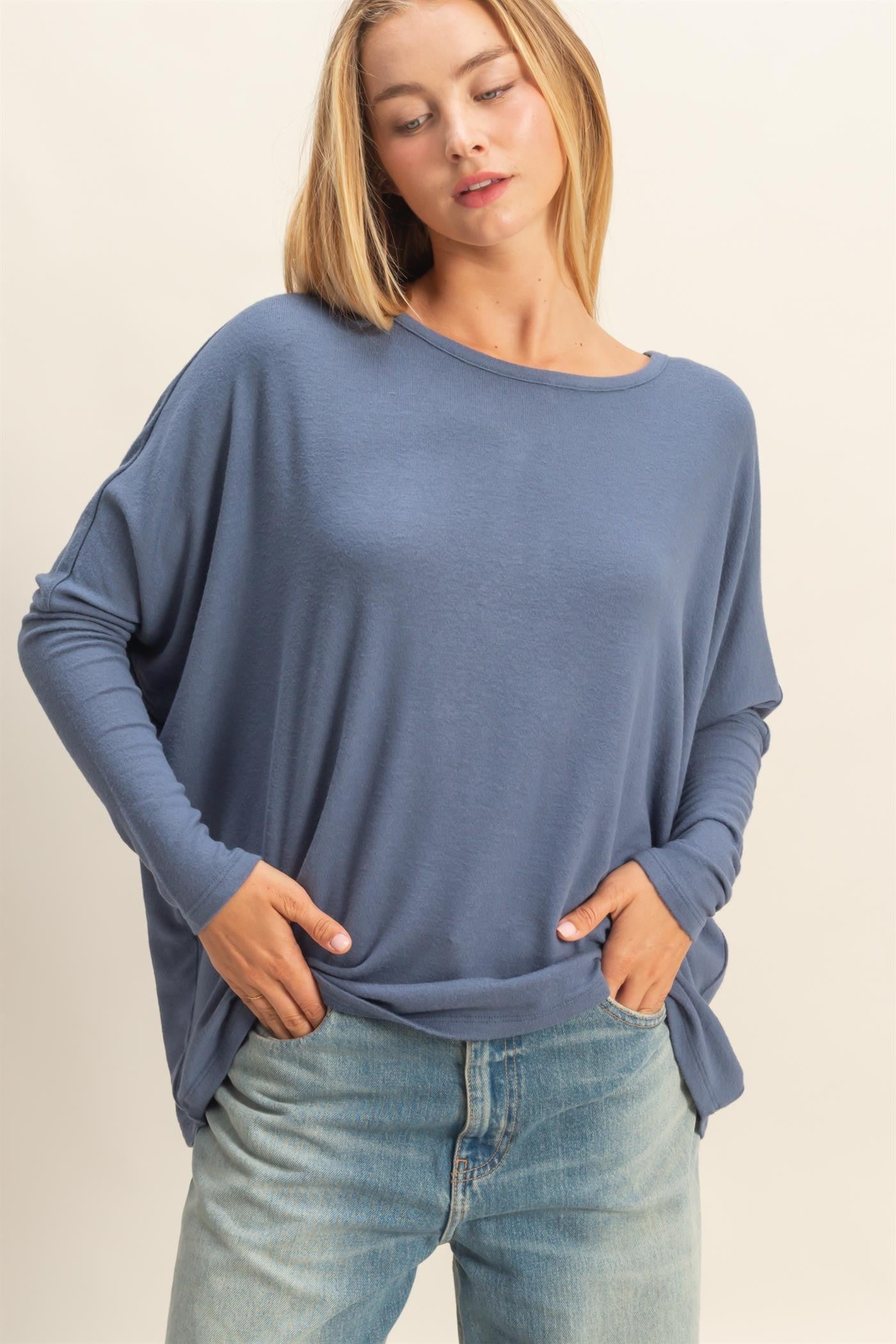 Relaxed Fit Dolman Long Sleeve Top