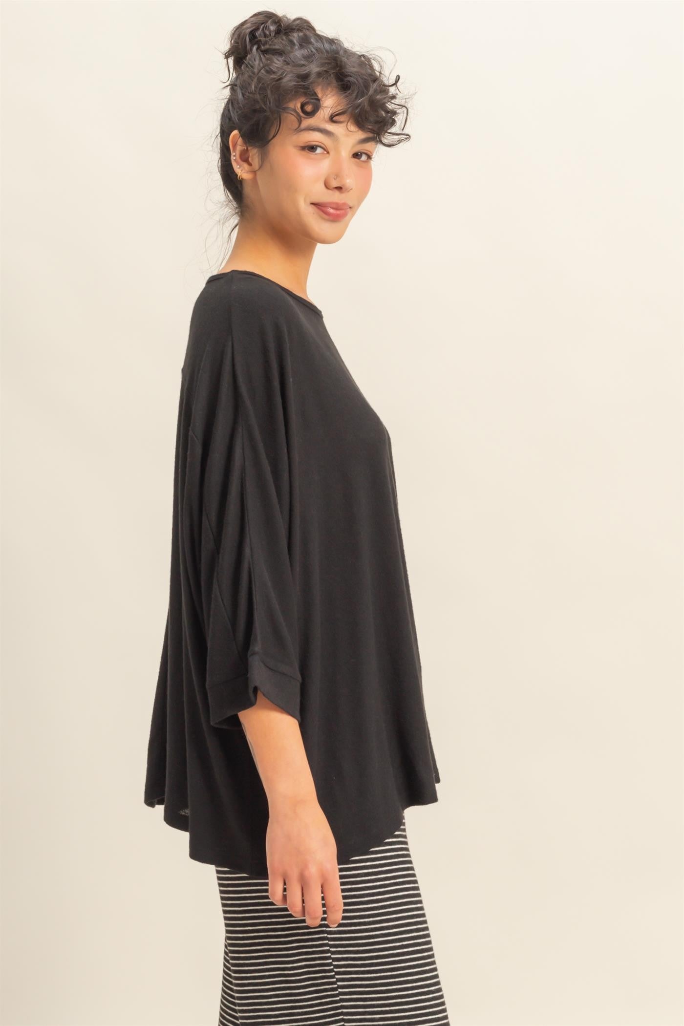 Batwing 3/4 Sleeve Oversized Top