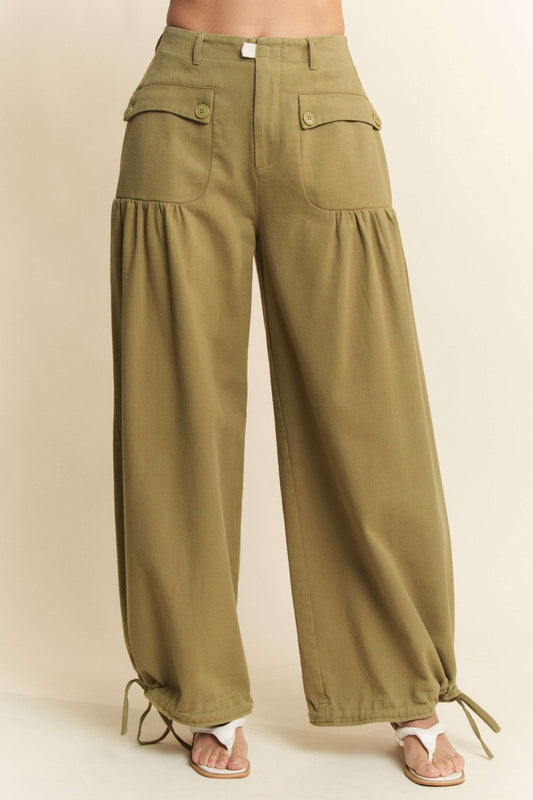 Wide Opening Adjustable Mid High Waist Denim Pants