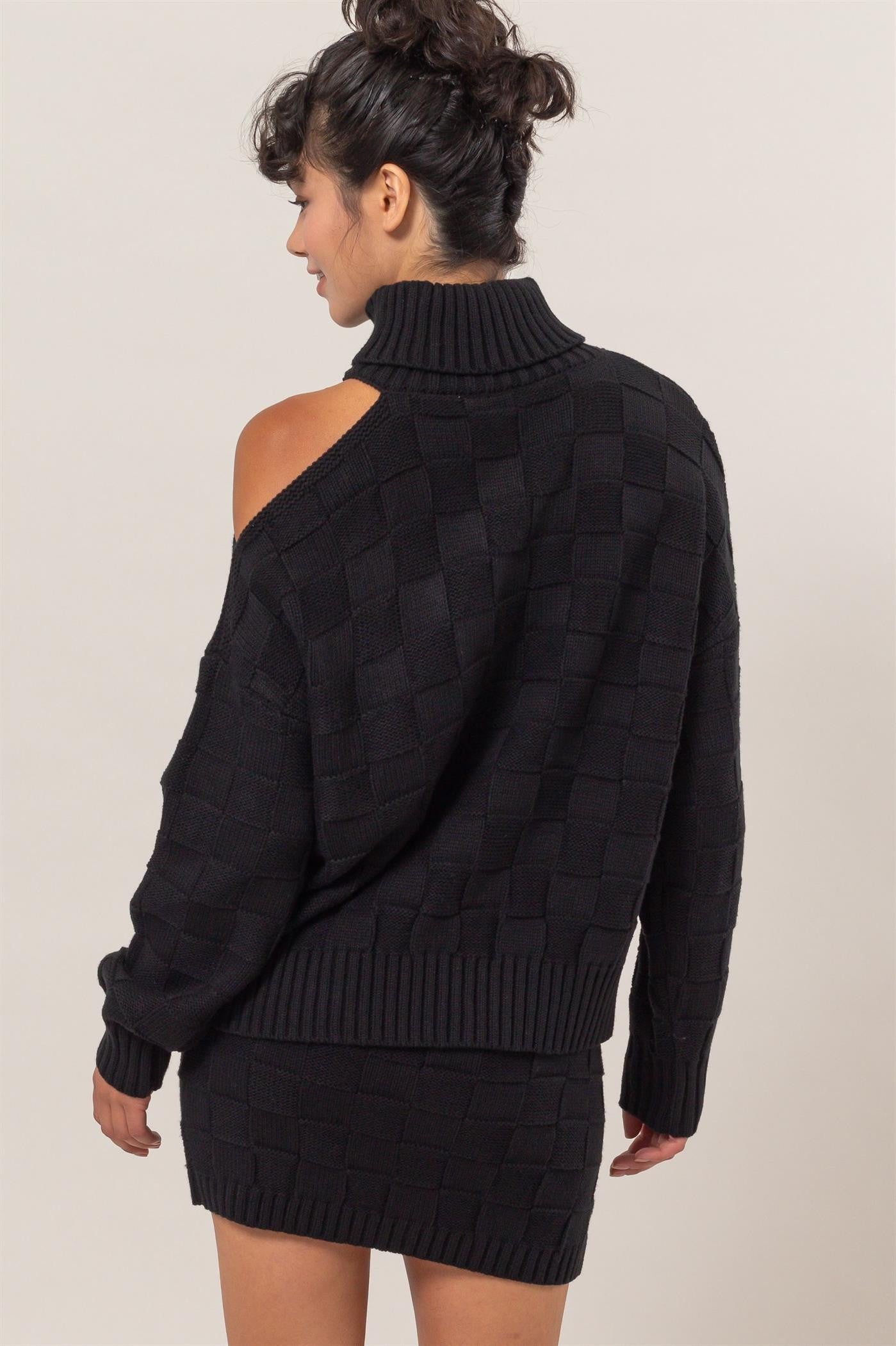 Basketweave Sweater and Skirt Set