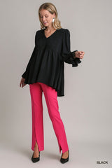 BabyDoll Smocked Front Top with High Low Hem