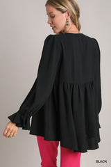 BabyDoll Smocked Front Top with High Low Hem