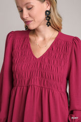 BabyDoll Smocked Front Top with High Low Hem