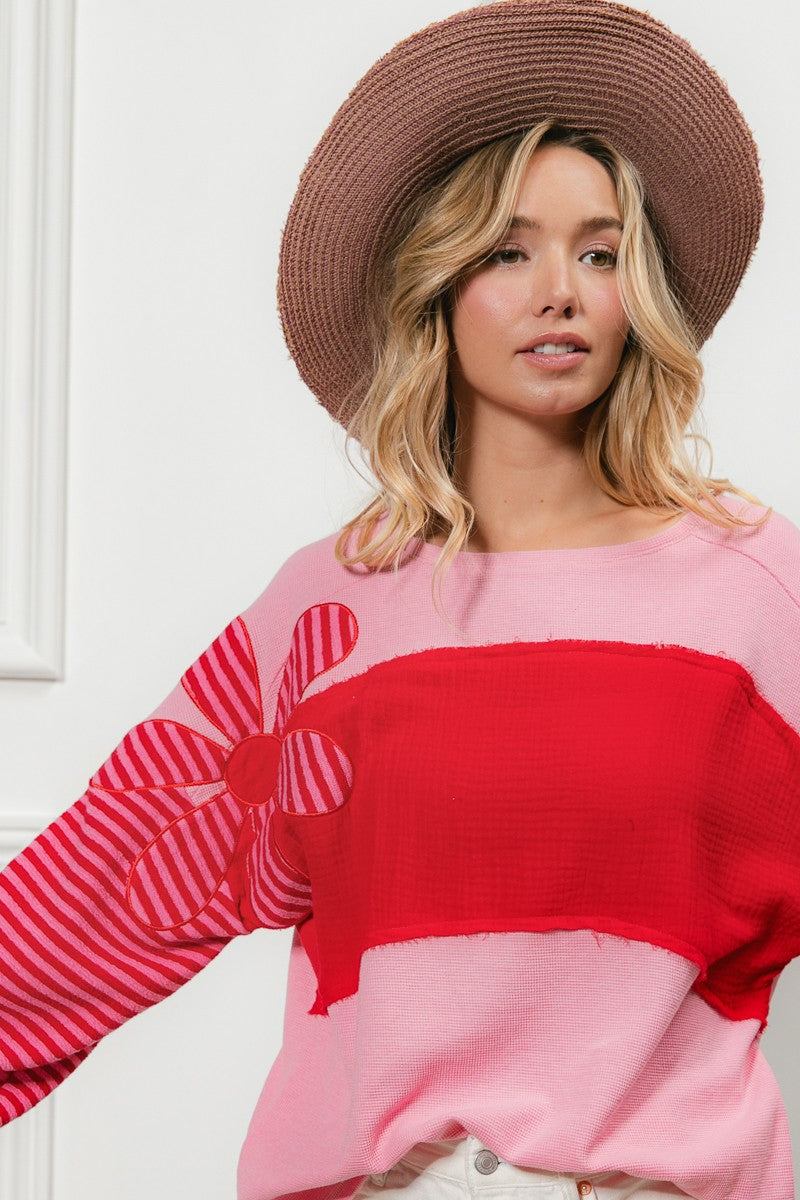 Texture Knit Mixed Top