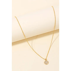 Gold Pave Circle Happy Face Coin Necklace