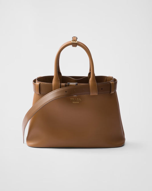 Designer-Inspired Buckle Small Leather Handbag With Belt